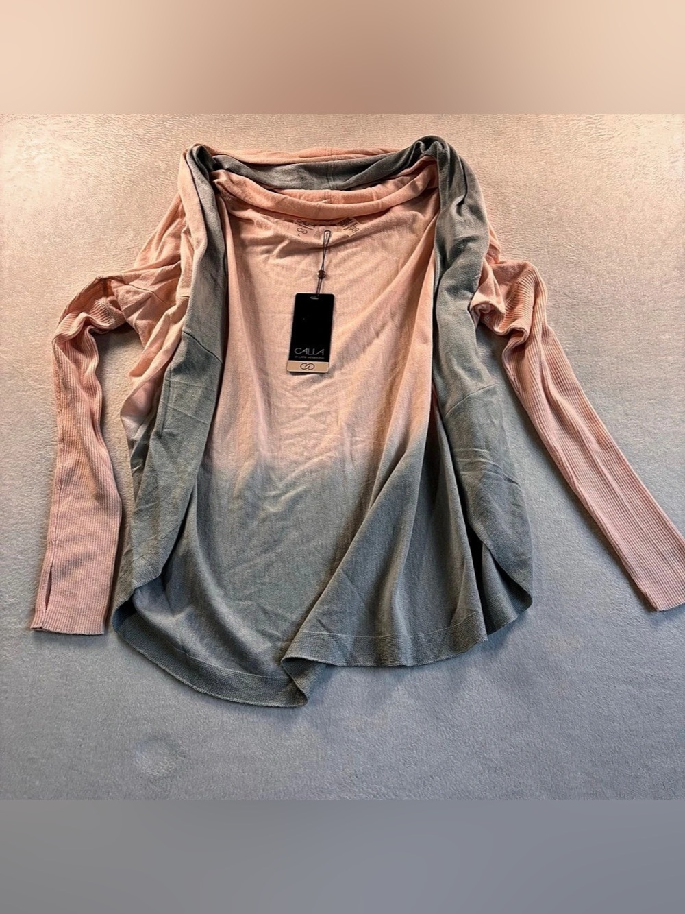 CAbi Color Block Long Sleeve Top in Pink & Grey Size Large NWT